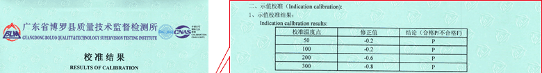 玻璃溫度計CNAS校準證書結果頁1